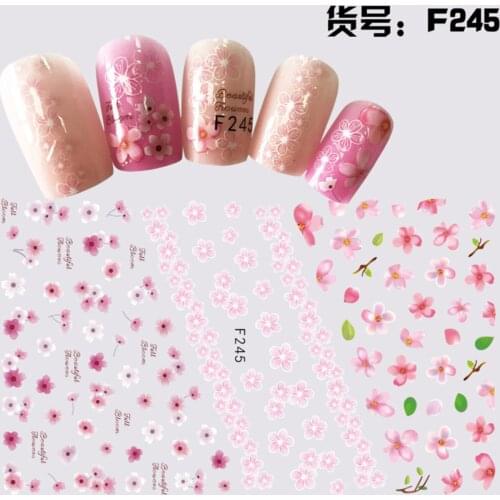 1pc Summer Refreshing Style Adhesive Sticker Flower Nail Art Decals Flower and Animal Pattern 12.2cm*7.5cm