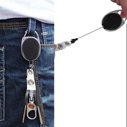1PC Retractable Reel Recoil ID Badge Lanyard Name Tag Key Card Holder Belt Clip