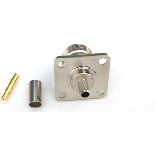 20pcs N Female 4 hole Panel Mount Crimp LMR195 RG58 RG400 RG142 cable RF Connector