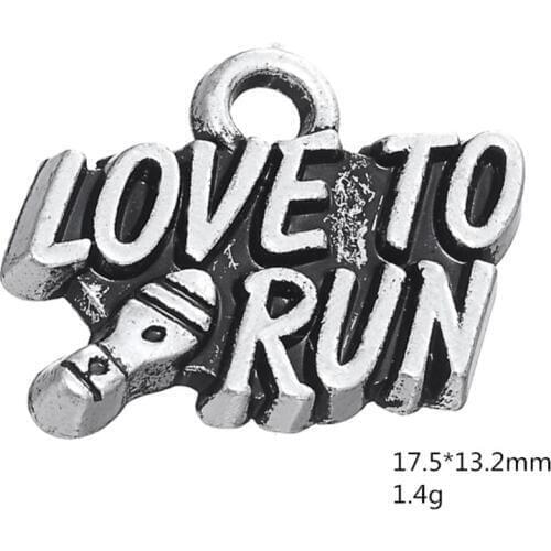 50PCS Ancient Silver I LOVE To RUN Letter Pendant Charms Necklace Jewelry DIY Accessories Handmade Keychains,Bracelets Making