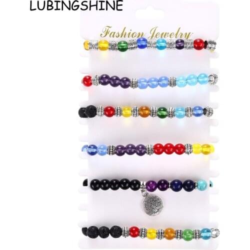 6Pcs/lot 7 Chakra Healing Bead Bracelet Natural Stone Mala Pendant Buddha Balance Bracelets for Women Men Party Jewelry