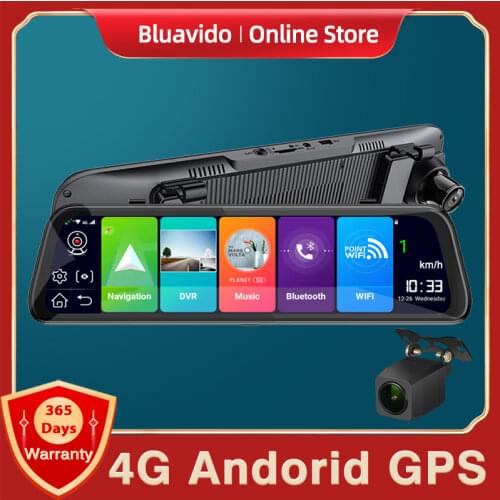 Bluavido 4G Android 8.1 Car rearview Mirror DVR GPS Navigation 2G RAM Fast Run HD 1080P Dash Cam Video Recorder Remote Monitor
