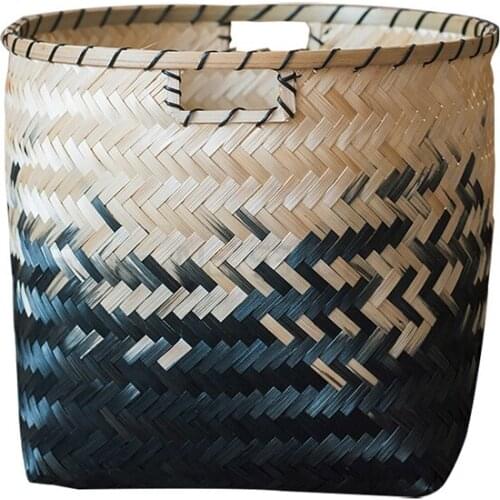 Large bamboo Baskets African element black geometric pattern handmade plant basket Size L