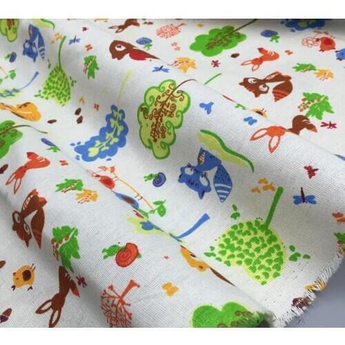 ZY Pretty Brand Forest Animal Squirrel Printed Cotton Linen Fabric For DIY sewing Curtain Doll Cloth