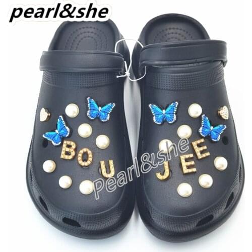 Brand Shoes DIY Jewelry Chains Designer Bling Rhinestone Girl Gift For Clog Pearl Decaration Metal Love Butterfly Accessories
