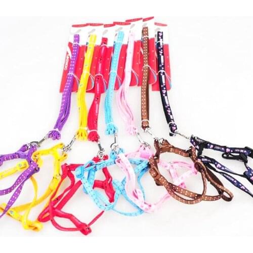1PCS Bilayer Durable Adjustable Nylon Pet Dog Collar Harness Set Dog Leashes Cat Lead Leash Walking Vest Lead Train