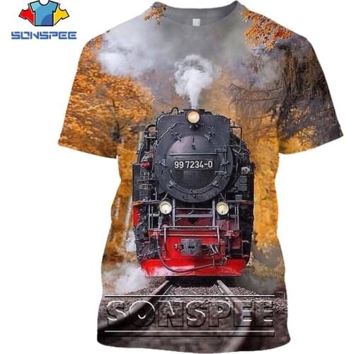 SONSPEE Transporter Train Retro Shirt 3D Printing Mens Womens Summer Funny Punk Mens Harajuku Oversized T-shirt Kids Top