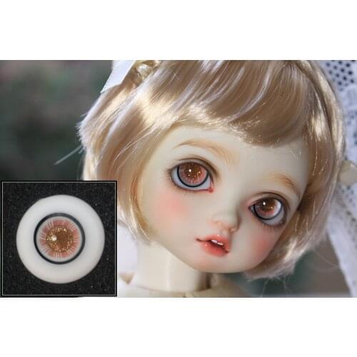 BJD doll eyes suitable for 12mm 14mm16mm18mm with small iris size pink flash glass eyes doll accessories