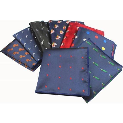 GUSLESON New Design Gentlemen Style Creative Animal Christmas Handkerchief for Men Suit Pocket Square Wedding Hanky Chest Towel