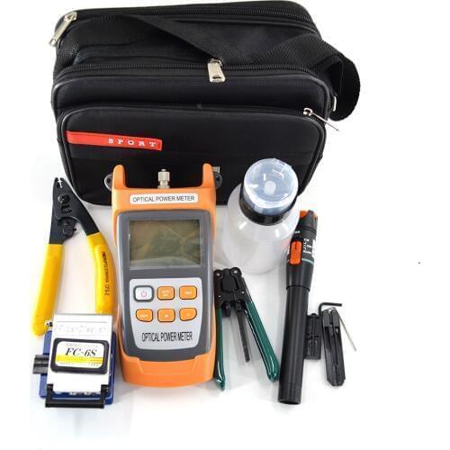11pieces/set fiber Optic FTTH Tool Kit with FC-6S Fiber Cleaver and Optical Power Meter 1MW VFL Wire stripper CFS-2