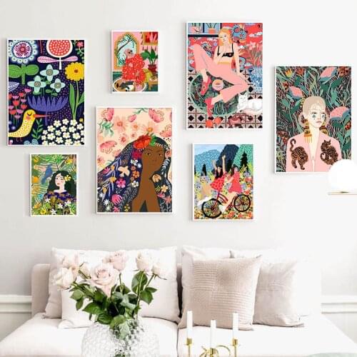 Canvas Painting Nordic Posters And Prints Colorful Abstract Fashion Moroccan Girl Wall Art Pictures For Living Room Home Decor
