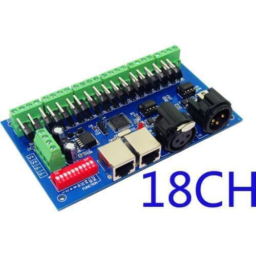 Kingneonlux 18-channel DMX512 control board, 18-channel DMX512 decoder, 6 RGB output