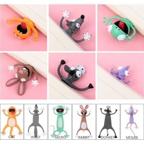 3D Stereo Lovely Cartoon Animal Bookmarks PVC Material Creative Book Markers Office School Stationery For Gift Bookmark