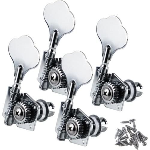 FLEOR 4pcs Vintage Open Bass Tuning Keys Pegs Machine Heads Tuners Chrome 4R For Right-handed 4 Strings Bass