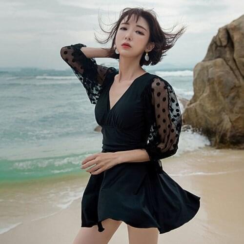 Swimsuit Female New Sexy Conservative One-Piece Skirt Style Covering Belly Slimming Korean Ins Super Fairy Hot Spring Swimsuit