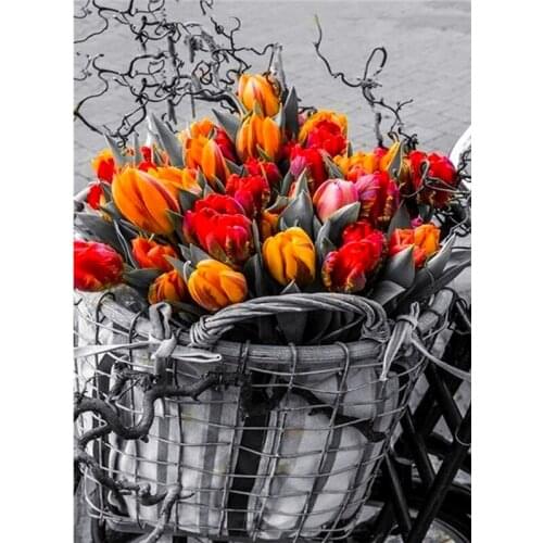 LUOVIZEM 5D Diamond Painting Tulip Flower Full Square/Round Drill Embroidery Cross Stitch Fashion Home Decor Painting