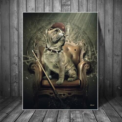 Mafia Dog Sit On Sofa With Billiard Cues Modern Art Poster And Prints Wall Picture Home Decor Canvas Painting For Living Room