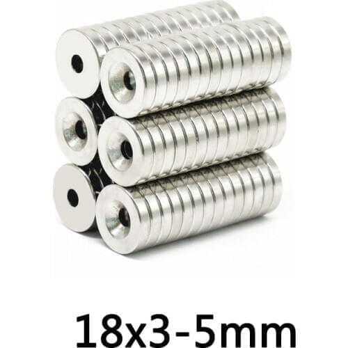 20/30/50PCS 18x3-5mm N35 Permanent NdFeB Strong Magnets 18*3 mm Hole 5mm Round Countersunk Neodymium Magnetic Magnet 18*3-5mm