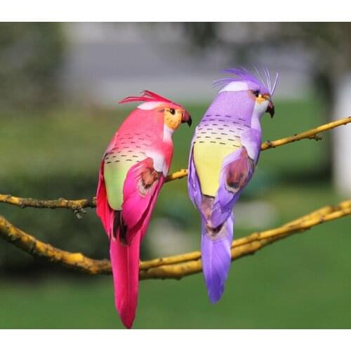 Mini Parrot Simulation Foam Feather Bird Garden Lawn Figurine Ornament Miniature Animal Birds Model Fence Tree Prop Decorations