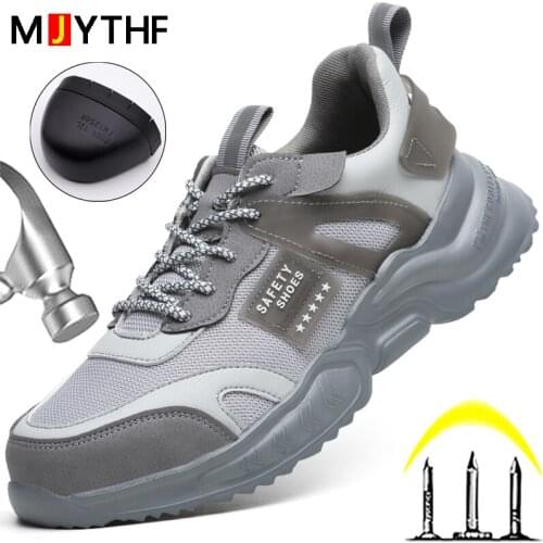 MJYTHF 2021 New Man Work Safety Shoes Lightweight Work Sneakers Anti-smash Anti-puncture Work Shoes Boots Steel Toe Shoes Male