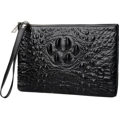 Fashion new leather thin mens handbag crocodile leather handbag envelope wallet bag