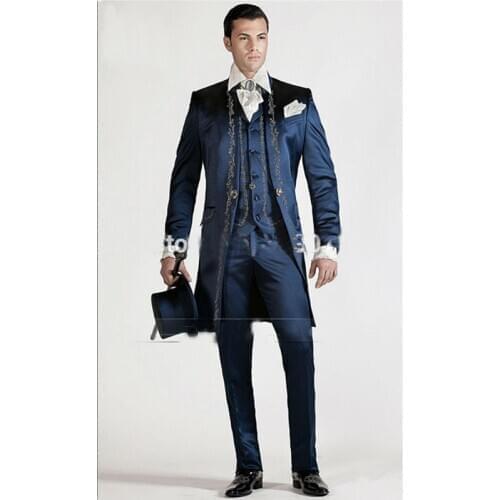 Fashion men suits embroidered Custom high-end mens suit jacket pants vest Custom (coat + pants + vest )