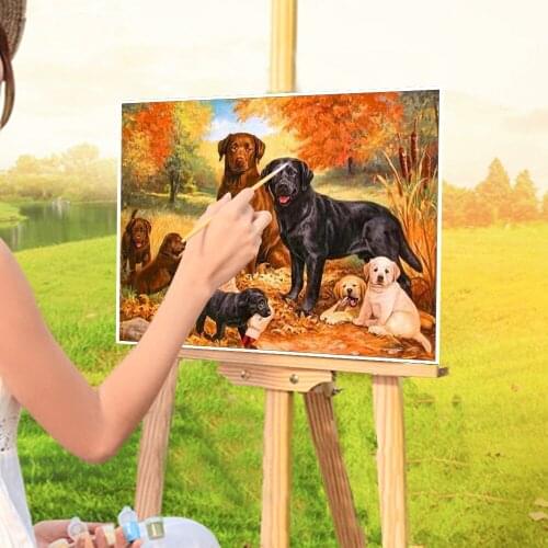 Animal Dog Labrador Coloring By Numbers Painting Kit Oil Paints 40*50 Canvas Pictures Paintings For Children Wholesale Art
