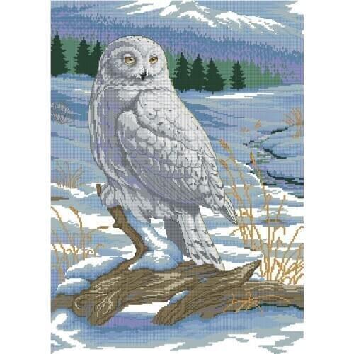 100% egypt COTTON Beautiful Lovely Counted Cross Stitch Kit The Stately Snowy Owl dim 03861 Snow Winter Forest