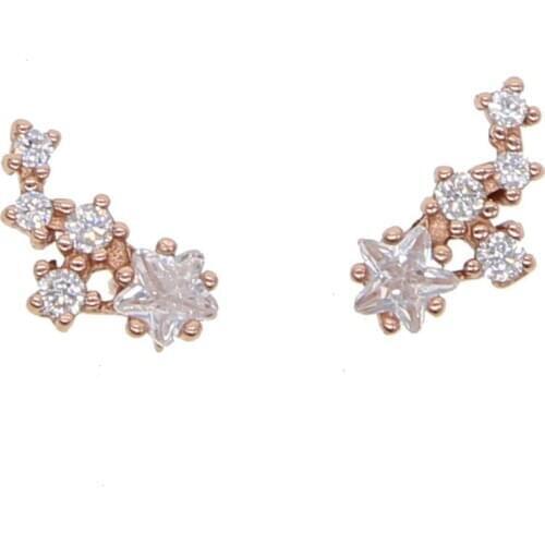 New Arrival Korean Jewelry Shiny Cubic Zirconia Crystal Star Stud Earrings 925 Sterling Silver Jewelry For Women Girls Gifts