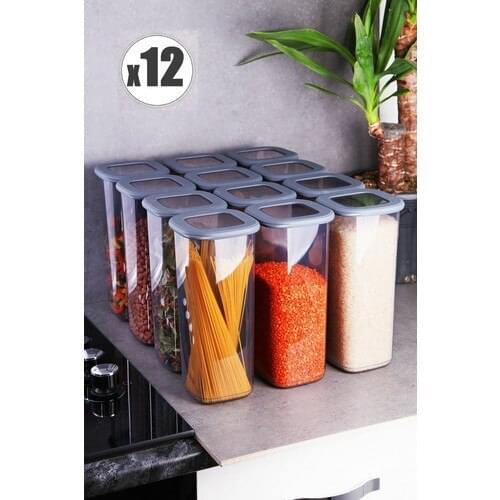 New 2021 12 Pcs Big size 1750 ml Food Storage Jar Vacuum Transparent Lid 1750 ml Turkey Fast Shipping