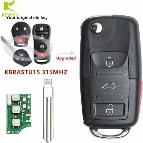KEYECU Upgraded Flip Remote Key fob 4 Button 315MHZ for Nissan 350Z Altima Maxima for Infiniti FX35 G35 QX56 KBRASTU15