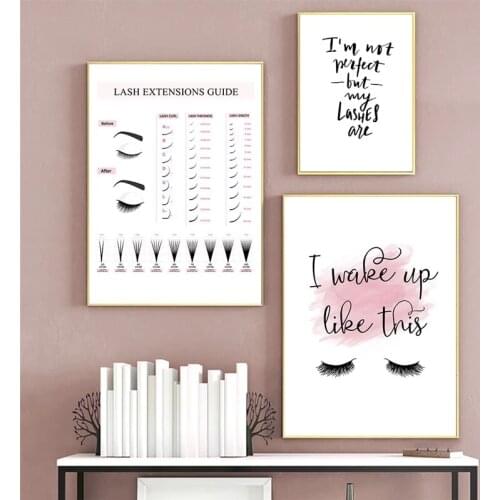 Beauty salon Room Decor Wall Art Poster Girls Makeup Lash Guide Eyelash Posters And Prints Canvas Painting Quotes Pictures