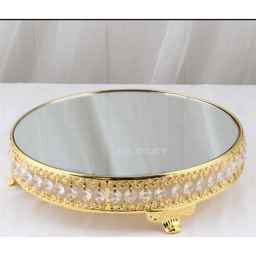 26/31cm Silver/Gold Crystal Glass Mirror Cake Cupcake Stand Storage Tray Pallets Pastry Accessories For Wedding Party Decoration
