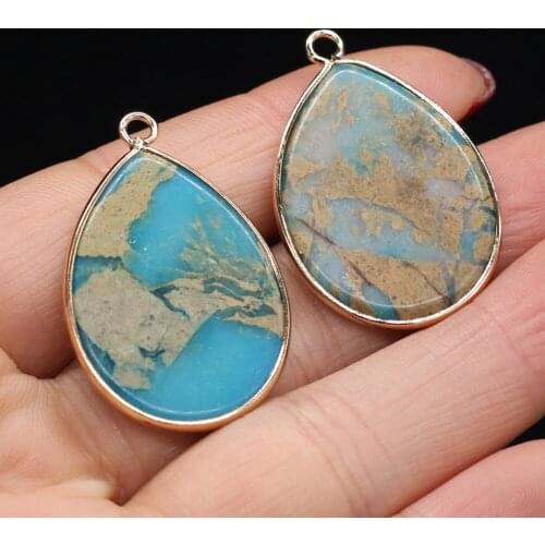 Natural Stone Pendants Gold-plated Reiki Heal Water Drop Earring Crystal for Necklace Earrings Girls Gifts Making Supplies