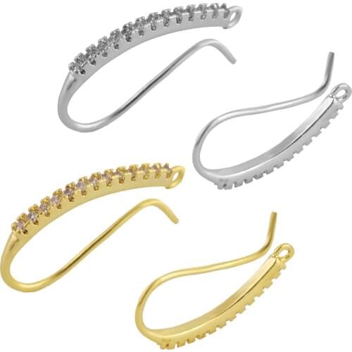 2pcs Leaf Simple Gold-plated Copper Zirconium DIY Ear Hooks Earrings Accessories Ear Clasps Jewelry Making Finding Wholesale