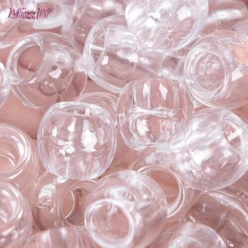 100Pcs Transparent Big Hole Braids Acrylic Hair Braid Dread Dreadlock Beads Rings For Hair Accessories