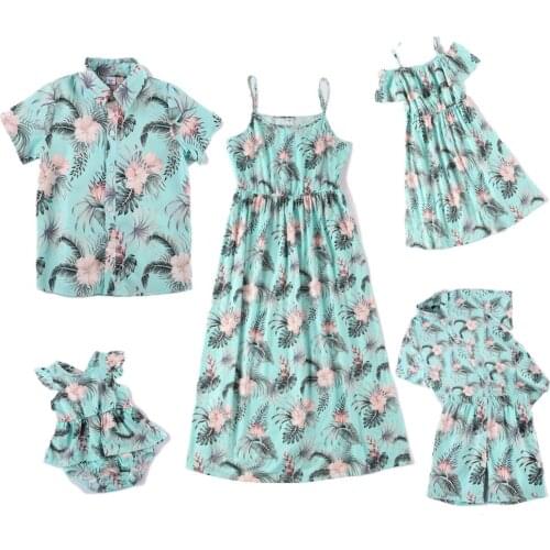 Family Look Father And Son Short-sleeved Clothes Beach Baby Girl Family Outfit Summer Mother And Daughter Dress