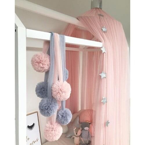 Nordic Style Mosquito Net Ball Romantic Princess Chiffon Canopy Tent Bed Curtain for Adult Girls Kids Room Decoration