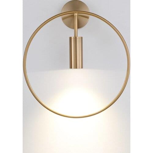 Nordic golden spotlights modern simple light luxury corridor lights electroplated Round led bedroom bedside lights black/gold