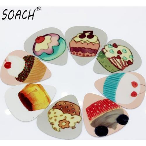 SOACH 50PCS 1.0mm high quality guitar picks two side pick Cake picks earrings DIY Mix picks guitar paddle Guitar Accessories