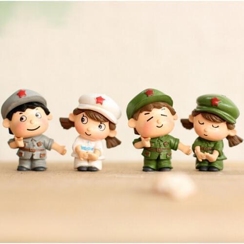 Soldier Brother Sister Figure decorative mini fairy garden cartoon animals statue miniature Moss