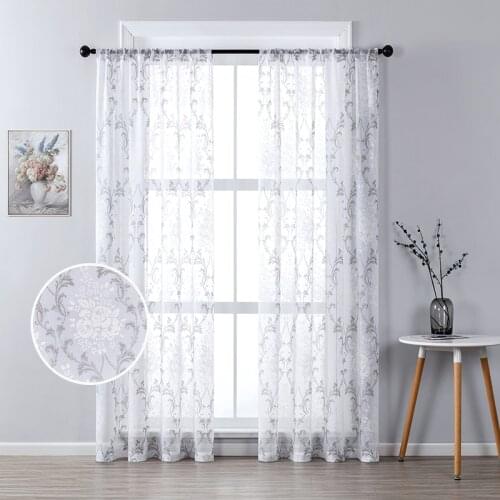 Modern White Sheer Curtains Window Tulle Curtains for Bedroom Living Room Kitchen Voile Curtains for Window Drapes Blinds Panel