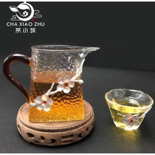 Japanese Style Hammer Pattern Glass Fair Cup Handmade Creative Plum Tea Cup Long Mouth Household Kungfu Black Tea Teawarer