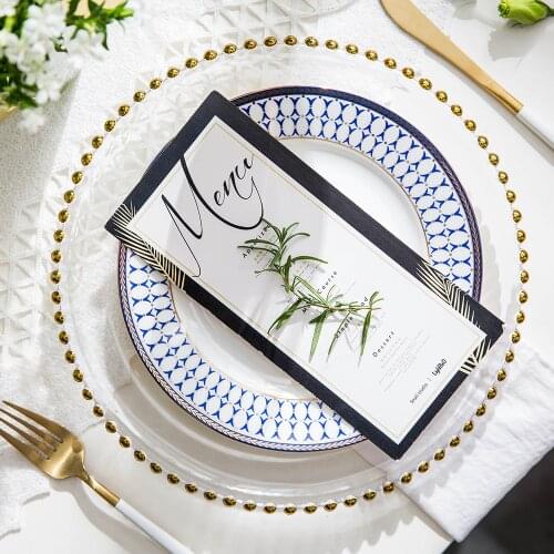 8/10.5/12.5in Nordic Gold Bead Glass Dinner Plate Dessert Bread Serving Tray Salad Fruit Wedding Party Tableware Dish