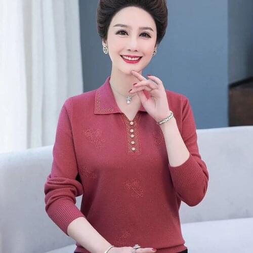 2021Spring Mother Knit Sweater New Diamond Eelegant Pullovers Sweaters Large Size Womens Wool Sweater Female Knitwear Tops 2172