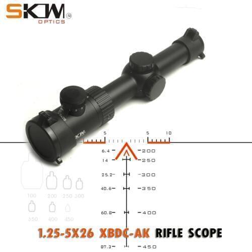 SKWoptics 1.25-5x26A Tactical riflescopes Hunting for AK AR, M4 Kalashnikov sight compact rifle scope BDC reticle