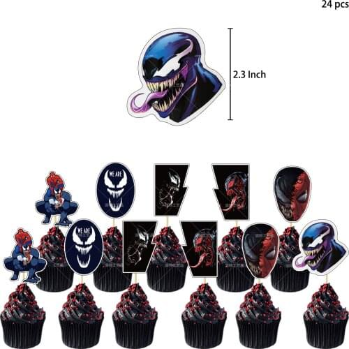 Marvel Superhero Venom Theme Children Happy Birthday Party Decoration Balloon Pull Flag Cake Card Decoration Gender Reveal Toys