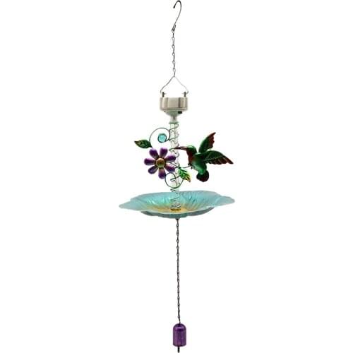Outdoor Garden Metal Solar Birds Feeder Bath Perches Wild Bird Feeder for Patio Garden Decoration