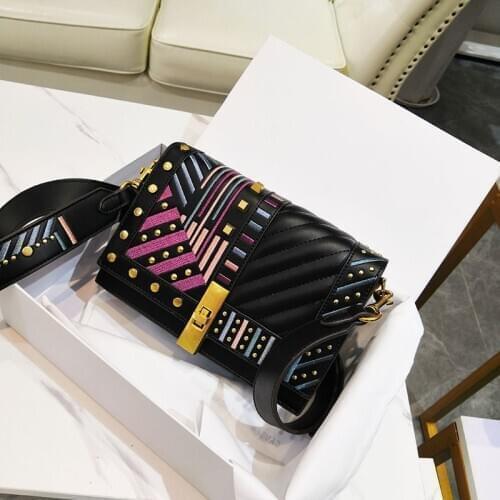 Vintage Fashion Rivet Chain Crossbody Bags For Women 2020 Shoulder Messenger Shoulder Bag Lady Luxury Handbags tote purse