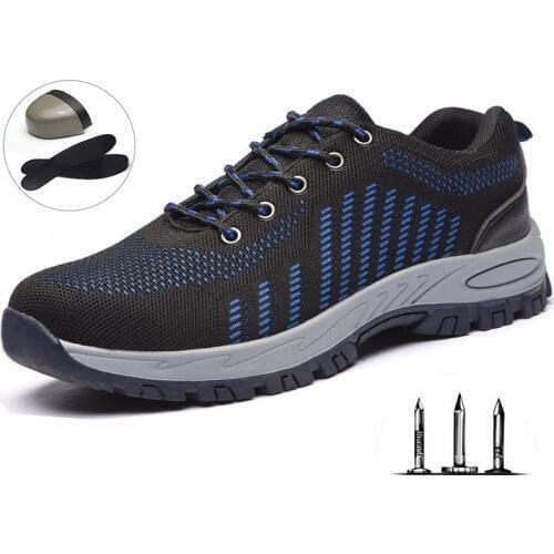 XL Mens Work Shoes Stab Impervious Construction Hat Toe Steel Outdoor Breathable Safety Shoes Outdoor Comprehensive Training
